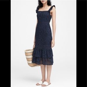Banana Republic Navy Eyelet Dress